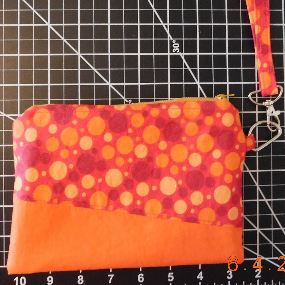 Wristlet with Inside Zipper Pocket-Handcrafted